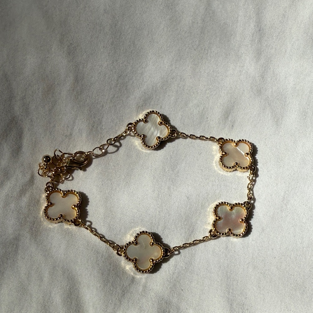 Altar'd State Gold and Cream Clover Bracelet